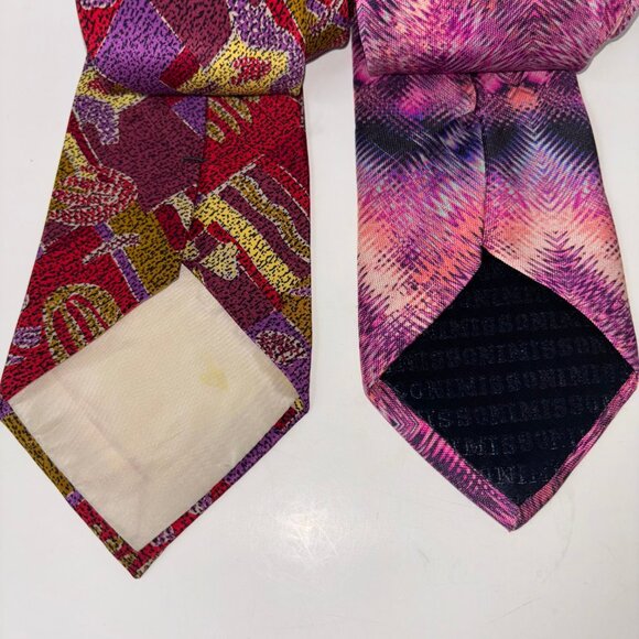 Missoni Cravatte Silk Men's Tie Set of 2 Bold Abstract Psychedelic Patterns - Picture 7 of 13